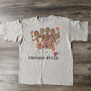 Rare VTG SALEM Chicago Bulls Caricature Hoopla Illinois Lottery T Shirt 90s SZ L